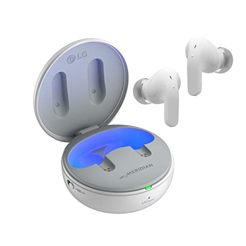 LG Tone Free DT90Q Auriculares in-Ear Bluetooth con Sonido Dolby Atmos, tecnología Meridian, ANC (cancelación de Ruido Activo) y UVnano+, Color Blanco [Modelo año 2022]