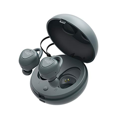 Vieta pro case - auricular bluetooth 5.0 true wirelesss, con función manos libres, resistencia al agua ipx5, 9 horas de batería y acceso al asistente de voz. Acabados en goma y color gris.