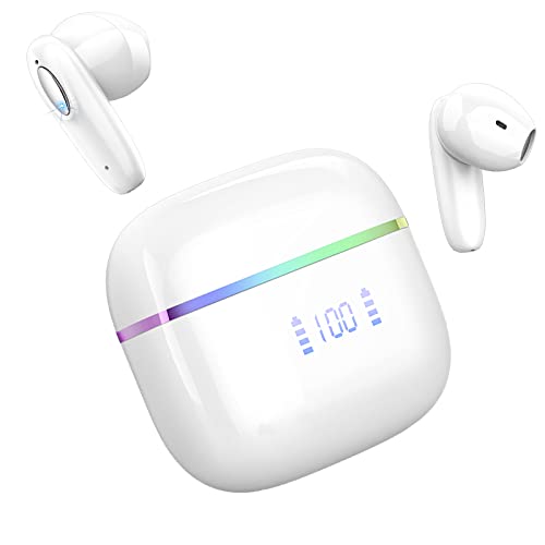 Auriculares Inalámbricos, Auriculares Bluetooth 5.3 con HD Micrófono HiFi Estéreo Pantalla LED, IP7 Impermeable 32H Cascos Inalambricos, Carga Rápida USB-C, Control Táctil