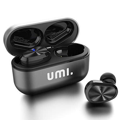 Amazon Brand - Umi Auriculares-inalámbricos-W5s-Auriculares-Bluetooth 5.2 Cascos-inalambricos IPX7 compatibles iPhone Samsung Huawei y Estuche metálico con Base de Carga(Gris)