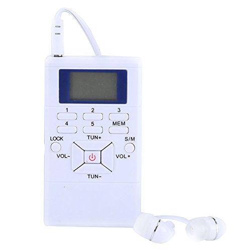 Radio Portátil Mini Radio, Receptor Inalámbrico de Procesamiento de Señal Digital de Radio FM de Bolsillo con Auricular(Blanco)