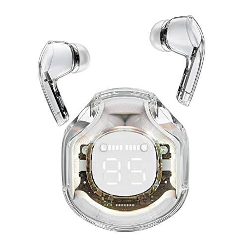 LUXMOVIL Auriculares Inalámbricos Crystal Effect T8 Bateria Larga Duración Bluetooth 5.3 Calidad Sonido Esteréo Marca Acefast (Blanco Platino)