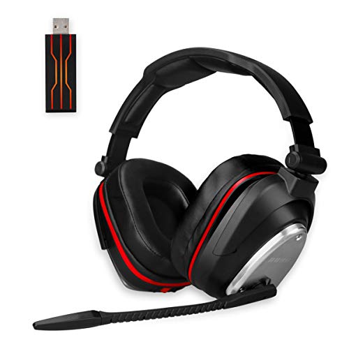 HUHD Auricularesn Gaming inalámbricos Gaming con Bass 7.1 Surround y Orejeras de Metal Auriculares con microfono para PS4, Nintendo Switch,PC