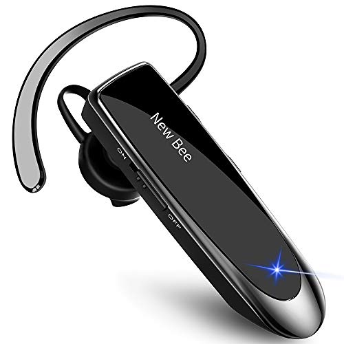 New Bee Manos Libres Auricular Bluetooth Auricular inalámbrico Bluetooth Mano Libre con tecnología de Captura de Voz Clara Auricular Bluetooth para iPhone Samsung Huawei Sony, etc (Negro)