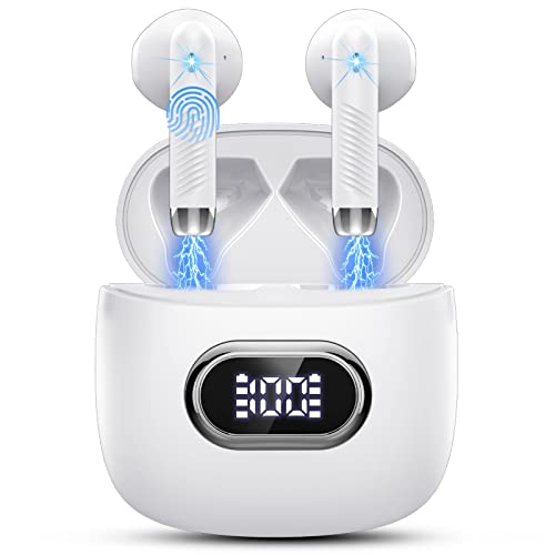 Auriculares Inalámbricos, Auriculares Bluetooth 5.3 con 2 Mic, [2022 Nueva] HiFi Estéreo Cascos Inalambricos Bluetooth, IP7 Impermeable 42H Cancelación de Ruido In-Ear Auriculares, Pantalla LED, USB-C