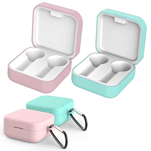 IVEOPPE [2-Pack] Funda Silicona Xiaomi True Air2 SE Airdots, Xiaomi Mi True Wireless Earphones 2 Basic Bluetooth Auriculares Wireless Carcasa (Rosado + Menta Verde)