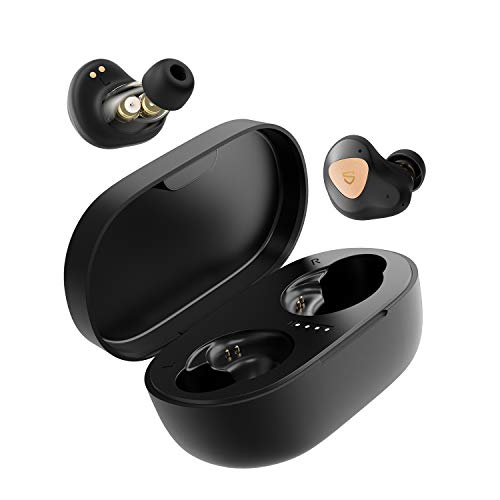 SoundPEATS Auriculares inalámbricos Bluetooth 5.0, Truengine 3SE Auriculares Dual Dynamic Drives APTX IPX6 Audio Sonido Estéreo Cancelación de Ruido CVC 4-Micrófono Control Táctil USB-C