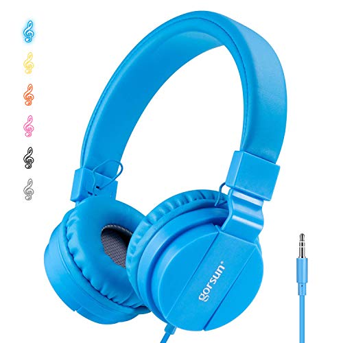 ONTA® Auriculares para Niños,Plegable Cómodos Auriculares Niños con Seguro Material,Auriculares Infantiles con Ligera Diadema,Estéreo Cerrados Cascos para Niños -Azul