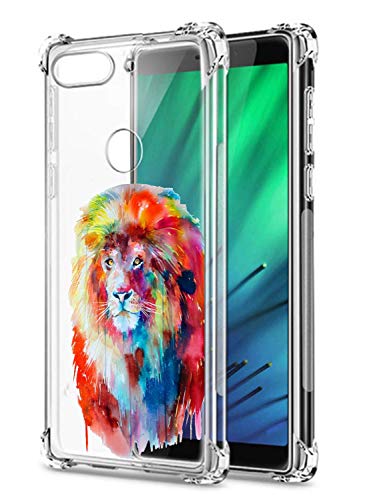 Oihxse Funda Compatible con Huawei P10 Ultra Delgada Ligera Transparente Silicona TPU Gel Suave Carcasa Elegante Patrón Anti-Rasguño Protector Caso-León