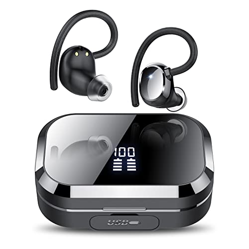 KT1 Auriculares Inalambricos Deportivos, Auriculares Bluetooth 5.3, 120H de Reproducción con Estuche de Carga, Ajuste Cómodo, Auriculares Impermeables IPX7, Graves Profundos, para Deportes