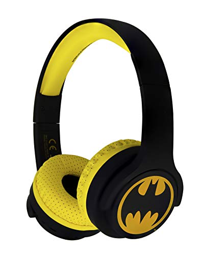 OTL Technologies - Auriculares inalambricos Bluetooth de Color Negro y Amarillo para niños Batman Multiplataforma (Android)