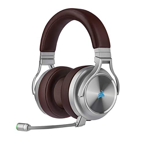 Corsair VIRTUOSO RGB WIRELESS SE, Auriculares para Juegos de Alta Fidelidad, Envolvente e Inmersivo 7.1, Micrófono Extraíble y Omnidireccional, para PC, PS4, Switch y Móviles, Espresso