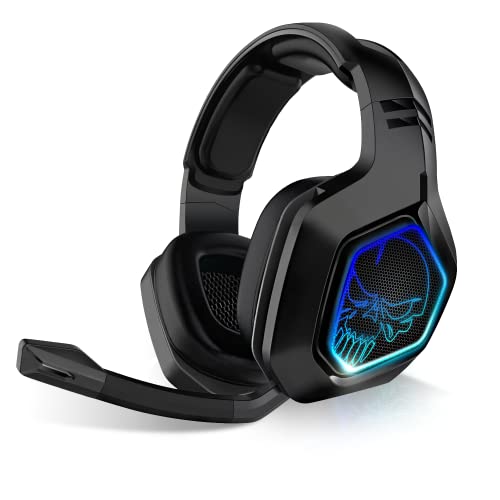 SPIRIT OF GAMER - XPERT-H900 - Auriculares Inalámbricos Pro Black Full Gamer - Bajos Potentes - LED Azules - Cuero De Imitación - Micrófono Flexible - Autonomía 12H - PC / PS4 Multiplataforma