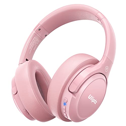 Uliptz Auriculares Inalámbricos Bluetooth, 65 Horas de Reproducción, 6 Modos de Sonido EQ, Auriculares Inalámbricos Diadema Estéreo HiFi, Audifonos Bluetooth 5.3 para PC/Teléfono (Rosa)