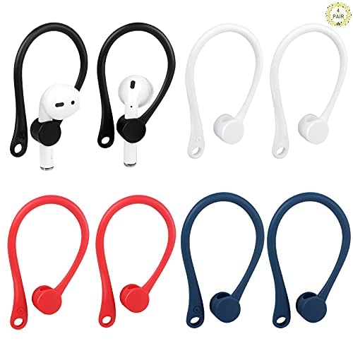 4Pcs Gancho de Oreja para Auriculares Antipérdida Gancho para Oreja de Silicona para Auriculares Bluetooth Inalambricos con Agujero para Correa para Actividades Deportivas (4 Colores)