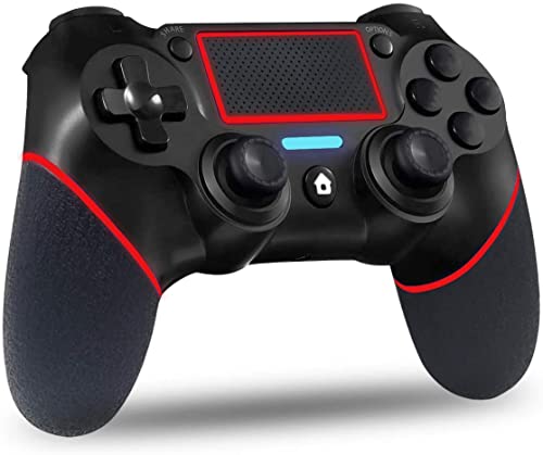 BMSARE Mando para PS4 Inalámbrico, PS4 Mandos Gamepad con Dual Shock Vibración y 6-Axis Gyro Sensor, Touch Panel y Micrófono Audio 600mAh Batería Mando para PS4 Slim/Pro