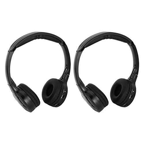 Akozon Auriculares para Coche, Auriculares de Audio estéreo infrarrojo infrarrojo inalámbrico de 2 Canales para DVD para reposacabezas