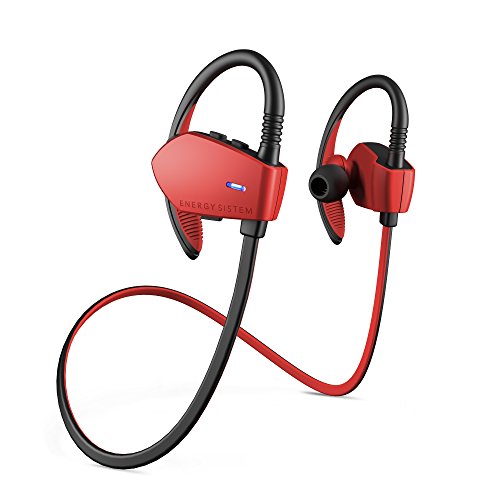 Energy Sistem Sport 1 - Auriculares deportivos in-ear (sistema Secure-fit, Bluetooth, sin cable) rojo