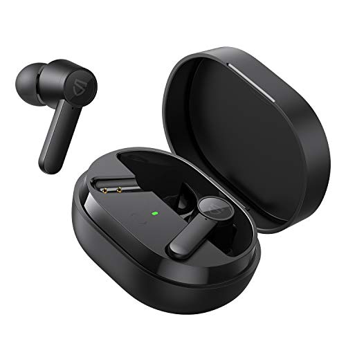 SoundPEATS Q Auriculares Inalámbricos con cancelación de Ruido, 4 Micrófonos, Auriculares Bluetooth Control Tactil, Carga de Tipo C, Admite Cargador Inalámbrico, Impermeables IPX5, Reproducci 21 Horas