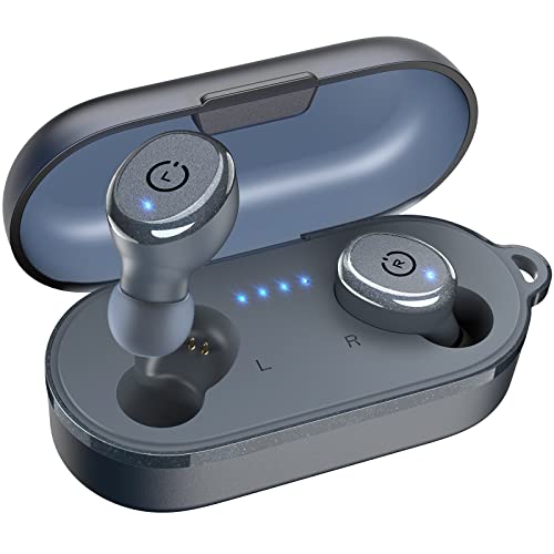 TOZO T10 Auriculares Bluetooth IPX8 Impermeable Bluetooth 5.3 In Ear inalámbricos con Estuche de Carga y micrófono, Sonido Premium con Graves Profundos para Correr y Hacer Deporte Azul