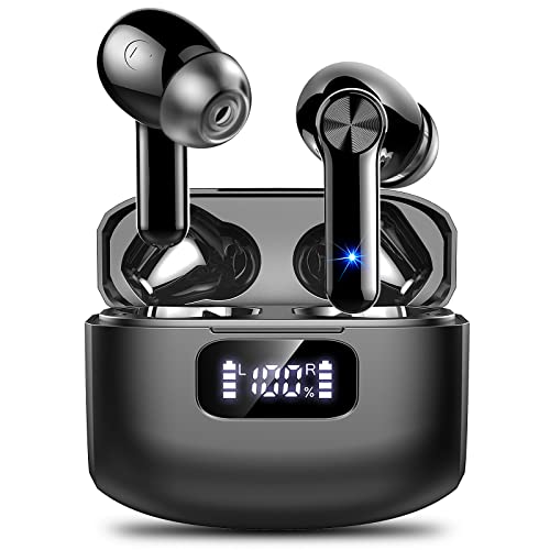 GCBIG Auriculares Inalámbricos, Auriculares Bluetooth 5.2 HD Micrófono, Cascos Inalambricos HiFi Estéreo, Auriculares con Pantalla LED, IP7 Impermeable, Control Táctil, USB-C, Reproducci 40 Horas