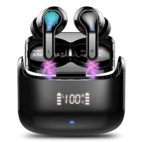 Auriculares Inalámbricos, 2022 Auriculares Bluetooth 5.3 HiFi Estéreo con Dual Mic, Cascos Inalambricos Bluetooth Bass Cancelación de Ruido 40H In-Ear Auriculares IP7 Impermeables Control Táctil USB-C