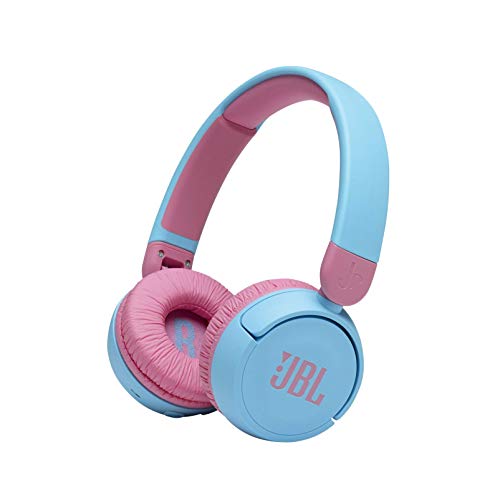 JBL JR 310 Auriculares inalámbricos para niños, con Bluetooth y volumen reducido, auriculares supraaurales cómodos y ligeros, con micrófono, hasta 30 horas de reproducción, azul