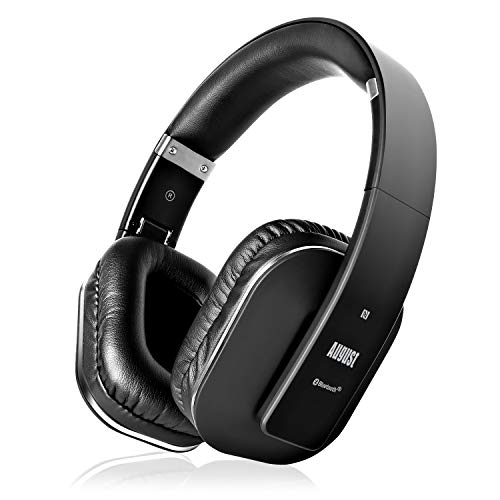 August EP650–Auriculares Bluetooth Inalámbrico–Auriculares Diadema Casco Plegable-Sonido Estéreo Bass Rich-Auriculares Orejeras Cómodas con NFC y aptX,Color Negro