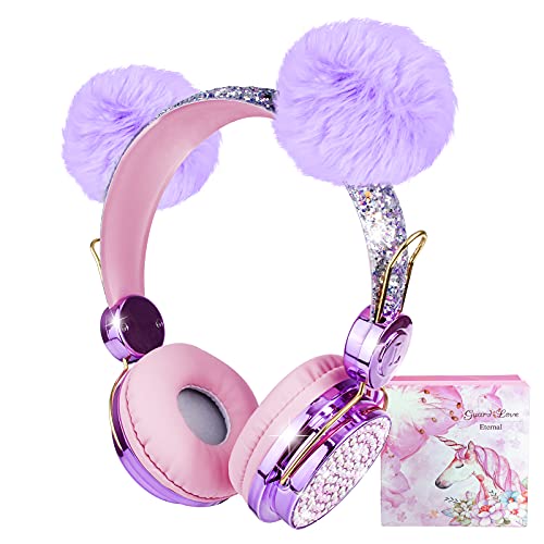 Auriculares inalámbricos para Niños, Auriculares Bluetooth para Niñas con oreja mullida, Auriculares Ajustables Sobre la Oreja con micrófono para niños, regalo de cumpleaños de Navidad(inalámbrico)