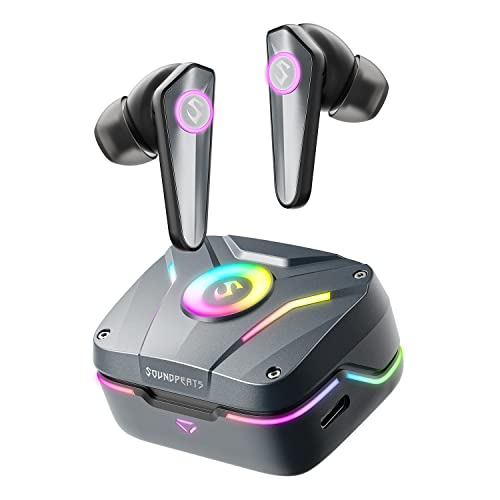 SoundPEATS CyberGear Auriculares Gaming Inalámbricos, Auriculares Inalámbricos Bluetooth 5.3, Baja Latencia con Luces de Respiración RGB, 4-Mic Controlador de 10 mm, Sonido Envolvente, Total 26 Horas