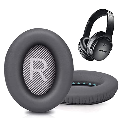 V-MOTA QC35 Almohadillas compatibles con Bose QuietComfort 35 y 35 ii Auriculares inalámbricos con cancelación de ruido, cojines de repuesto reemplazan parte (1 par) (gris oscuro)