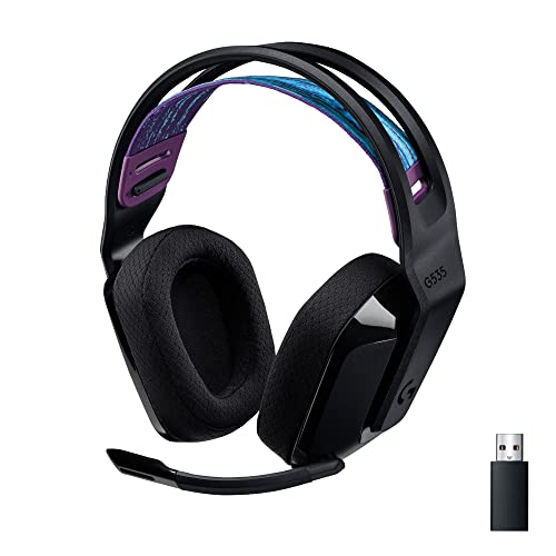 Logitech G535 LIGHTSPEED para gaming Auriculares inalámbricos con micrófono - Auriculares supraaurales ligeros, micrófono volteable para silenciar, estéreo, PC, PS4, PS5, recargables por USB - Negro