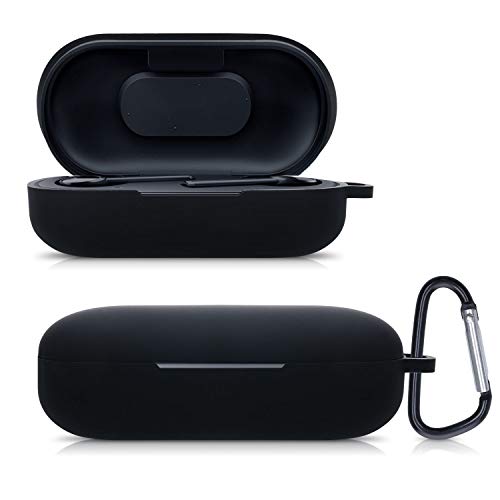 kwmobile Carcasa Compatible con Razer Hammerhead True Wireless Funda - Funda de Silicona antigolpes con mosquetón - Negro