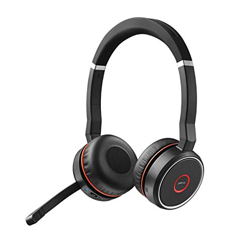 Jabra Evolve 75 MS - Auriculares Inalámbricos Estéreo On-Ear certificados por Microsoft - Batería de Larga Duración - Adaptador Bluetooth USB - Negro