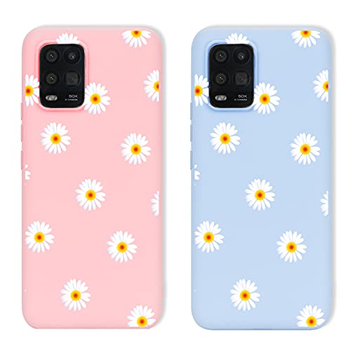 Yoedge 2 Piezas para Huawei P20 Lite Funda, Vistoso Silicona Carcasa Mate Suave TPU Protección, Ultra Slim Anti Choque Anti Arañazos Case Funda para Huawei P20 Lite 5,84 Pulgada, Flor de Margarita