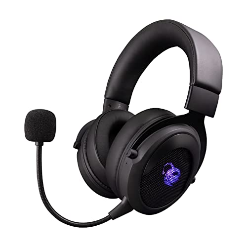 CoolBox DeepGaming Cascos Gaming Inalámbricos G01 Pro Auriculares para PS4, PS5, PC, MacOS, Nintendo Switch. Micrófono Extraíble, Autonomía hasta 12 Horas. Negro