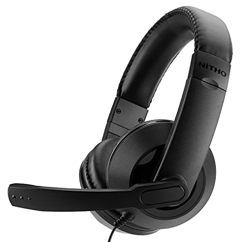 Nitho NX100 Auriculares Estéreo para Juegos con Micrófono Plegable, Auriculares con Controlador de 40 mm y Conector Minijack de 3.5 mm, Compatibles con PC/PS4/PS5/Switch/Xbox One/Xbox Series X/S