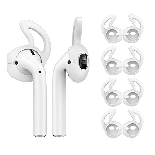 MoKo Almohadillas Auriculares Compatible con Apple AirPods 1ª & 2ª Gen/EarPods [4 PZS], Respuesto de Eartips de Silicona Suave Anti-Slip Gancho de Gel Auriculares Protectivos Accessorios - Blanco