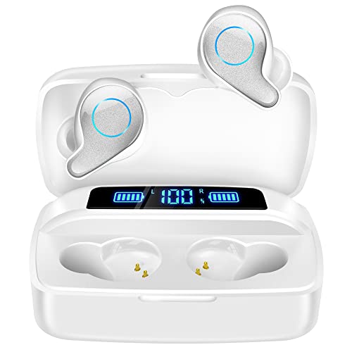 Esiposs Auriculares Inalámbricos, Bluetooth 5.0 Auriculares 156H Playtime in-Ear Estéreo Auriculares con Mic, IPX7 Impermeable Auriculares con USB-C Estuche de Carga para iPhone Samsung Android