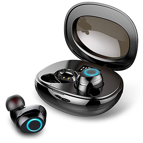 Rinsmola Auriculares Inalámbricos, Auriculares Bluetooth 5.0 Mini Cascos Inalámbricos IP7 Impermeable In-Ear Auriculares Deporte con Caja de Carga USB-C y Micrófonos, Hi-Fi Estéreo, Control Tactil