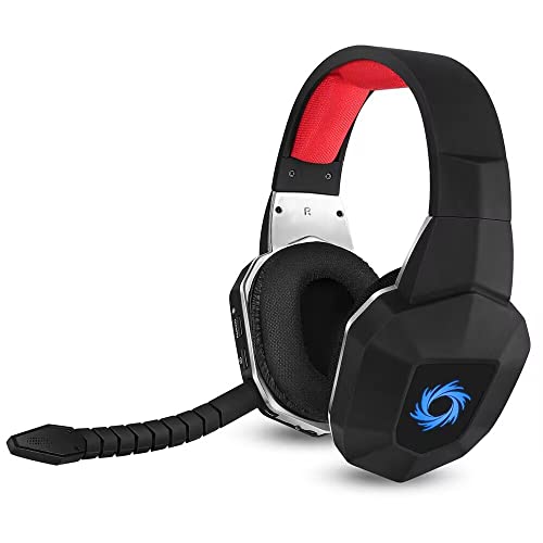 HUHD PS5 Auriculares inalámbricos de Videojuegos compatibles con PS4 PC Nintendo Switch Ordenador Auriculares de Sonido Claro, micrófono extraíble