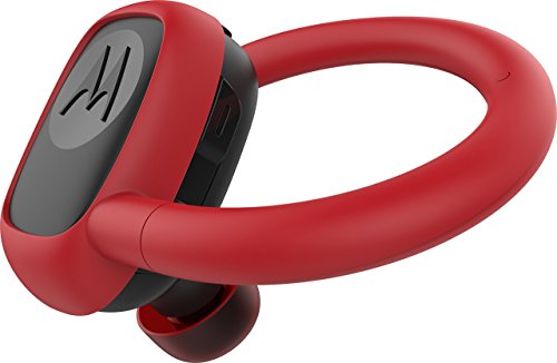 Motorola Stream Sport - Mini Bluetooth Auriculares Inalámbricos con Cargador - Alexa, Siri y Google Now compatible - Negro y Rojo