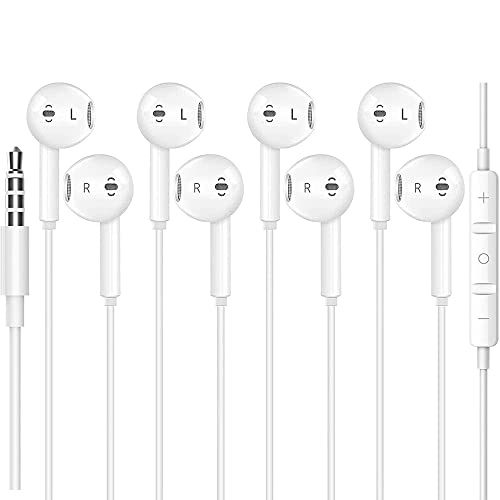 ASENTER 4 Pack Auriculares con Cable Sonido estéreo intrauditivos con Auriculares de 3.5 mm Enchufe Micrófono Control de Volumen Compatible con iPhone Samsung Xiaomi