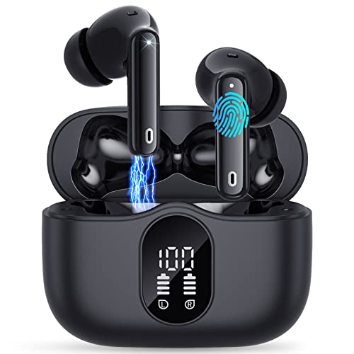 Auriculares Inalambricos Bluetooth 5.3, Auriculares Bluetooth HiFi Estéreo con HD Mic, Auriculares in ear IP7, Mini Cascos Inalambricos con LED Pantalla, Reproducción de 8H, para Deportivos Trabajos