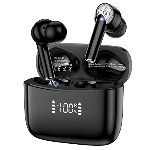 XINDAOER Auriculares Inalámbricos, Auriculares Bluetooth HiFi Estéreo, Cascos inalambricos Bluetooth IPX7 Impermeables, Pantalla LED, Carga Rápida USB-C, Control Táctil, Reproducción de 40H