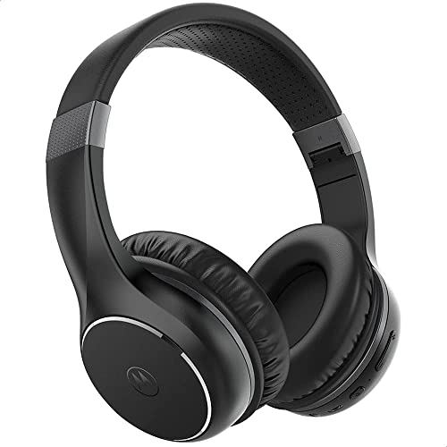 Motorola Sound Moto XT 220 | Auriculares inalámbricos con 24 Horas de reproducción y micrófono | Aislamiento de Ruido pasivo y Plegable | Negro