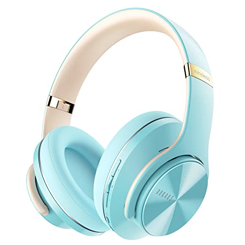 DOQAUS Auriculares Diadema, [52 Hrs de Reproducir] Alta fidelidad Estéreo Cascos Inalámbrico Bluetooth con 3 Modo EQ, Micrófono Incorporado y Doble Controlador de 40 mm, para Móviles/Xiaomi/TV-Azul