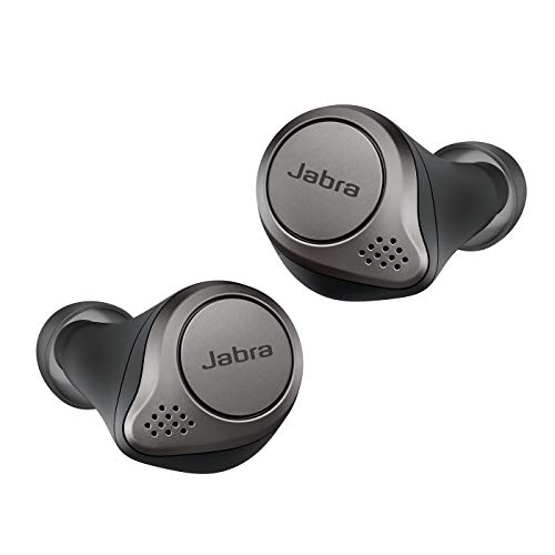 Jabra Elite 75t, Carga inalámbrica Auriculares Bluetooth con Cancelación Activa de Ruido y batería de larga duración, Llamadas y música verdaderamente inalámbricas, Negro Titanio