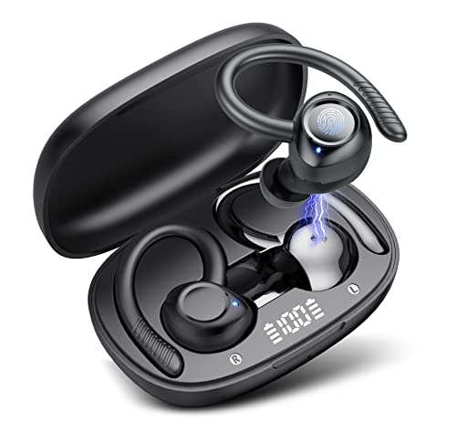 Auriculares Inalambricos Deportivos, Auriculares Bluetooth 5.3 con Mic, Cascos Inalambricos 50 Horas de Reproducción, IPX7 Impermeable In-Ear Audifonos Deporte Pantalla LED, Carga Rápida USB-C