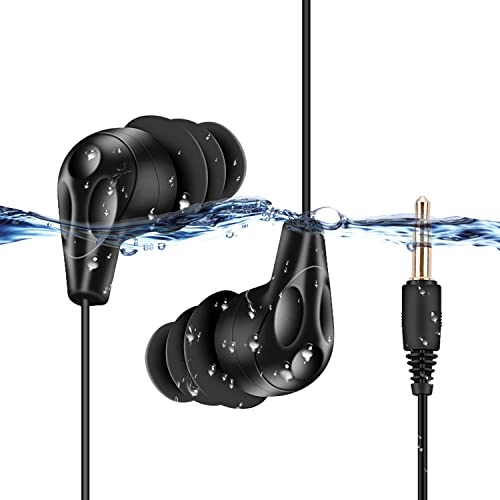 AGPTEK E11-Auriculares Sumergibles Acuaticos Impermeables IPX8 para Natacion Piscina Baño Playa y Mp3 Acuaticos, Color Negro